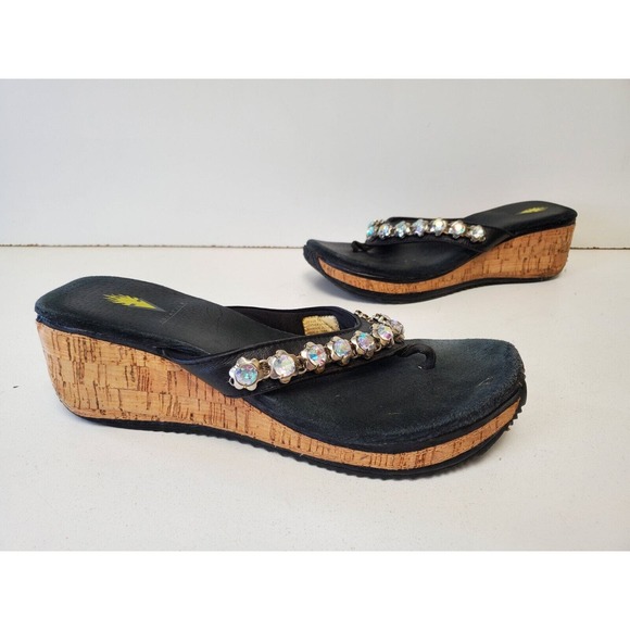 volatile chunky platform wedge black Rhinestone studded sandals Women’s US Sz 10 - Picture 2 of 7